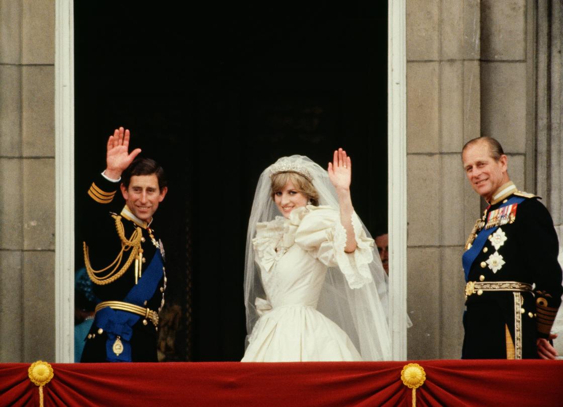 Принц Филипп, принц Чарльз и принцесса Диана