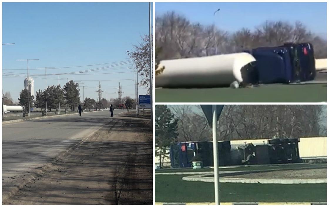 Въезд в Павлодар перекрыли из-за перевернувшейся цистерны (фото, видео)