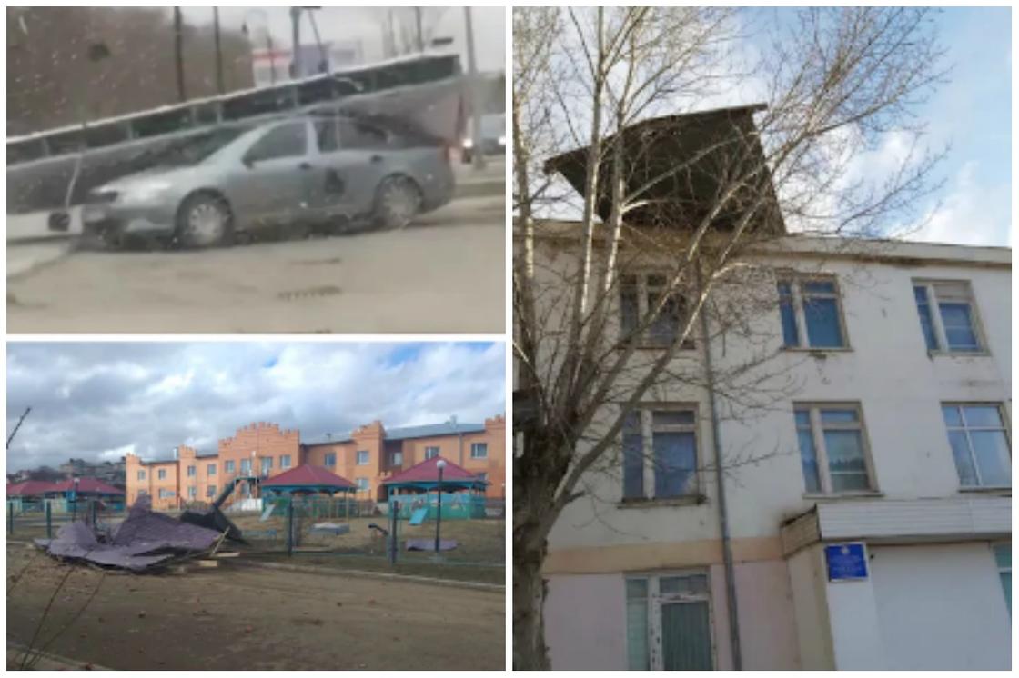 Крыши 160 зданий снес мощный ветер в Казахстане