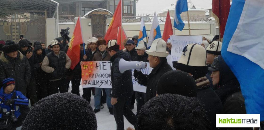 Кыргызстанцы вышли на митинг у посольства КНР в Бишкеке и выдвинули свои требования (фото)