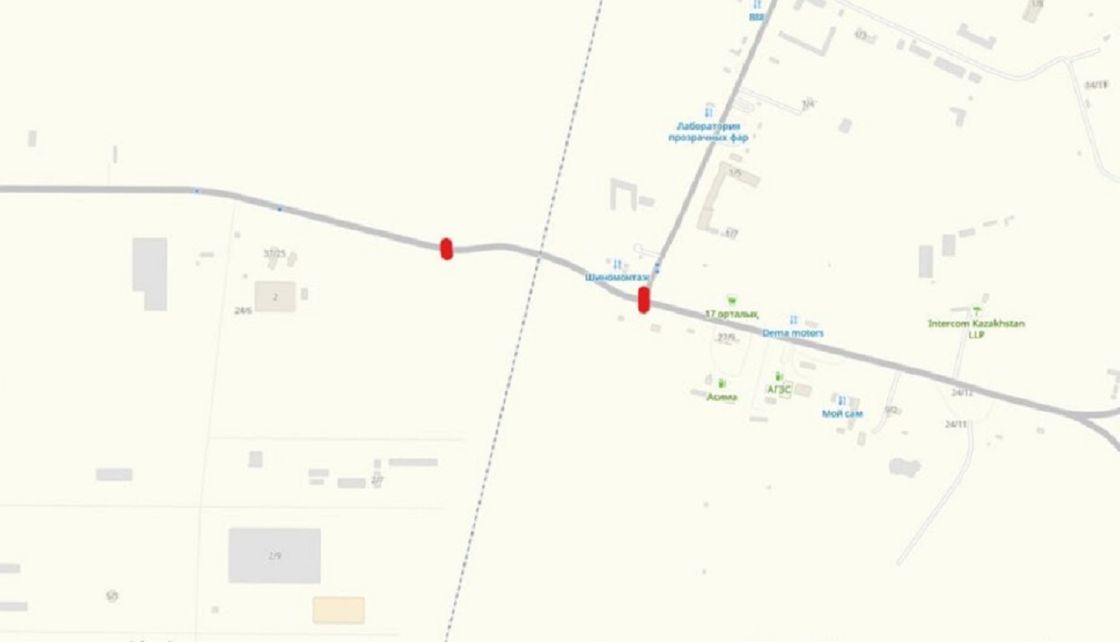 Участок перекрытия дороги