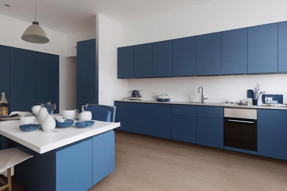 Темно-синий цвет в дизайне кухни