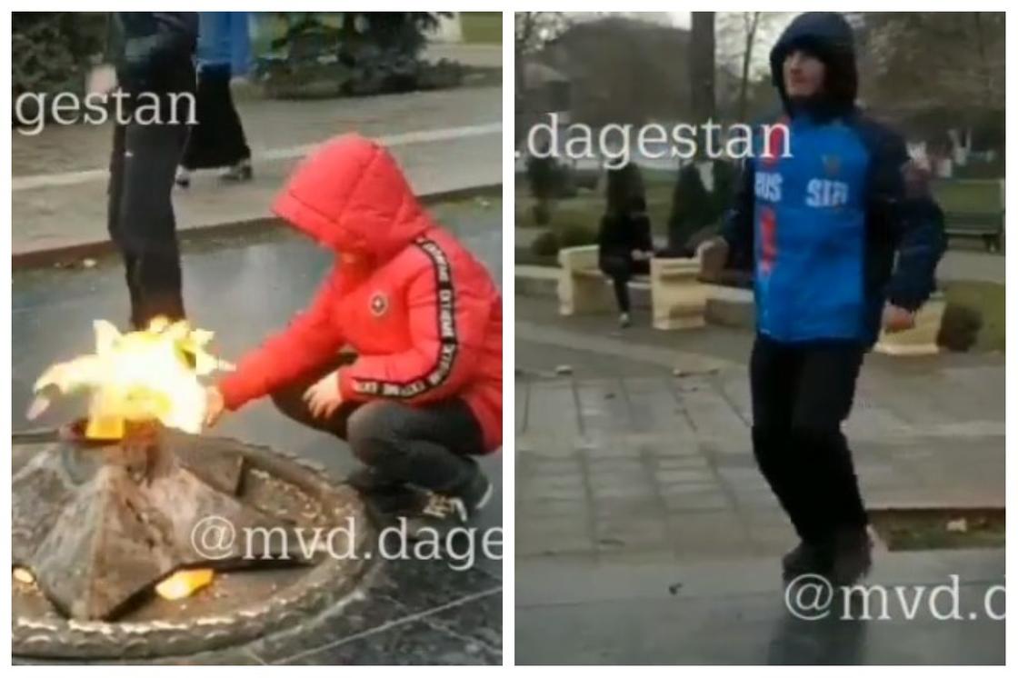 Школьники устроили шашлыки на Вечном огне в Дагестане (видео)