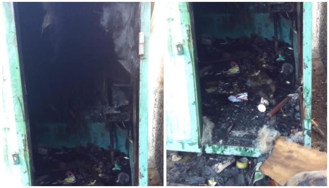 Мужчина сгорел в киоске в Жезказгане (фото)