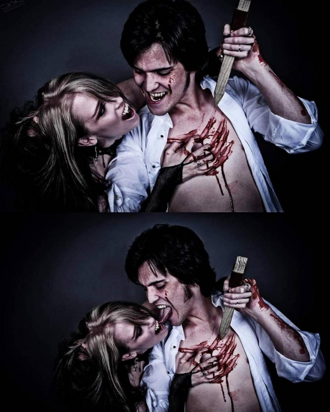 Братья-вампиры пьют кровь общей любимой девушки