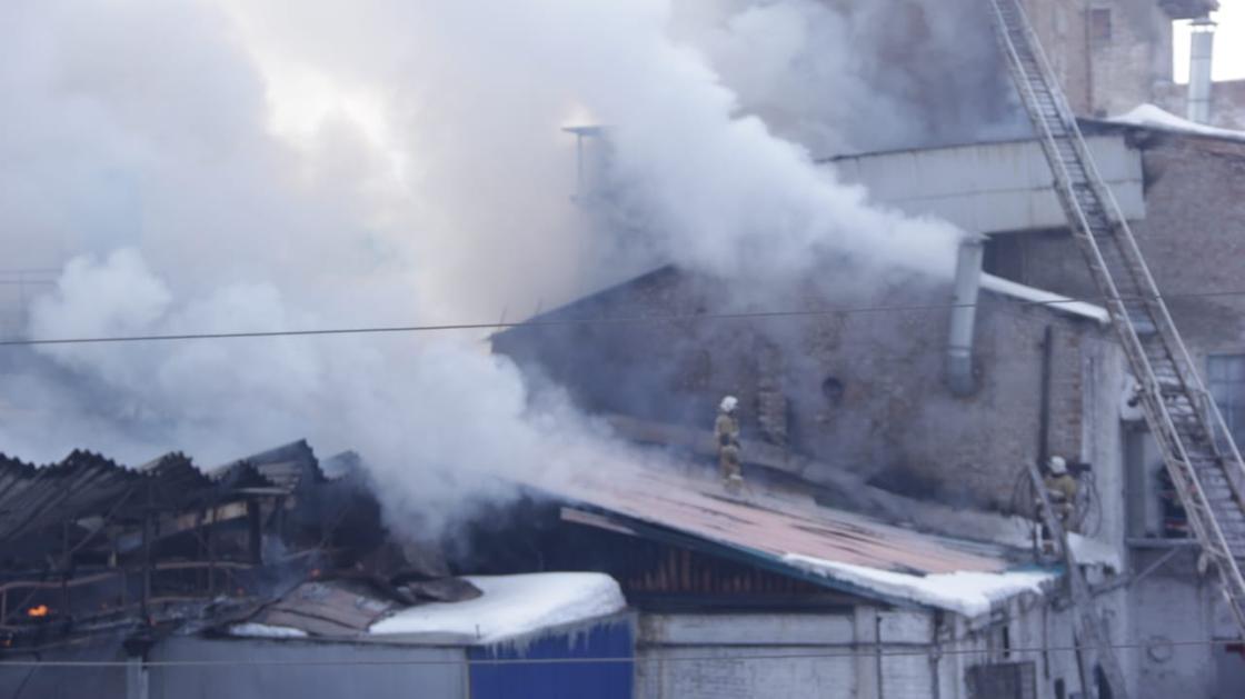Дополнительные силы направили к горящему маслозаводу в Усть-Каменогорске (фото)