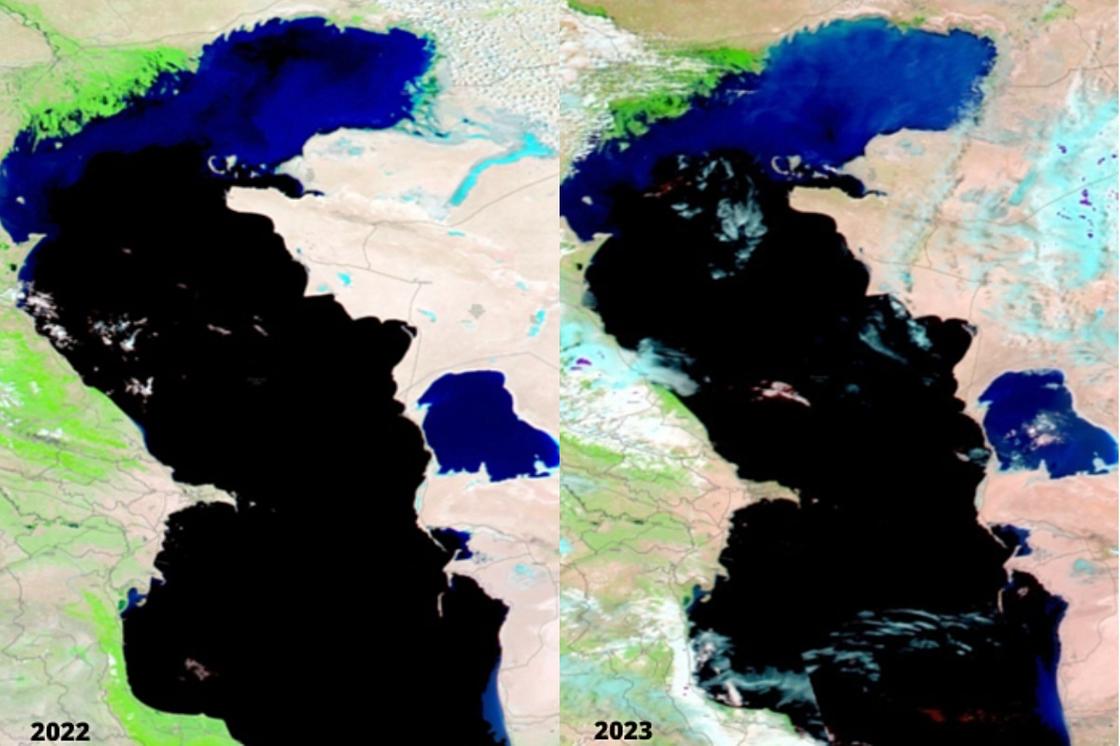 Каспийскоре море в 2022 и 2023 годах