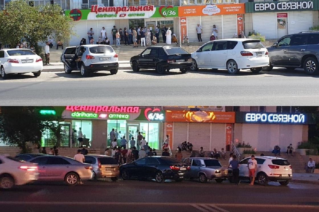 Жители Актау днем и ночью стоят в очередях в аптеки Жители Актау днем и ночью стоят в очередях в аптеки