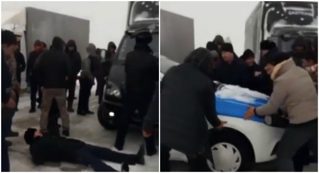 Полицейский лег под машину, чтобы не дать казахстанцам проехать на закрытую трассу
