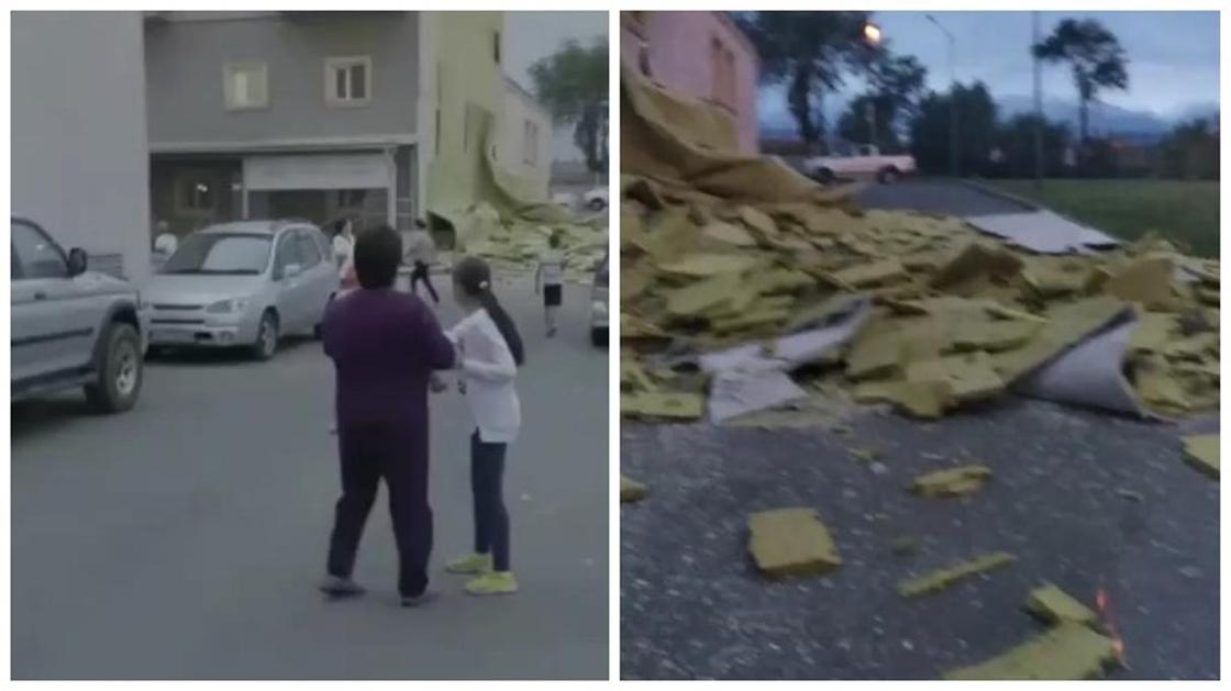 Фасадная отделка отвалилась с жилого дома в Алматы (видео)