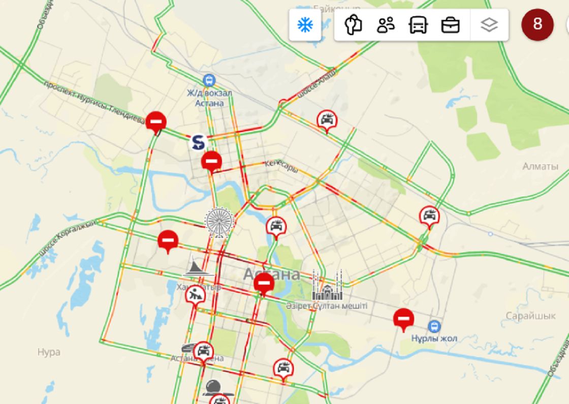 Пробки в Астане 11.12.2025 года