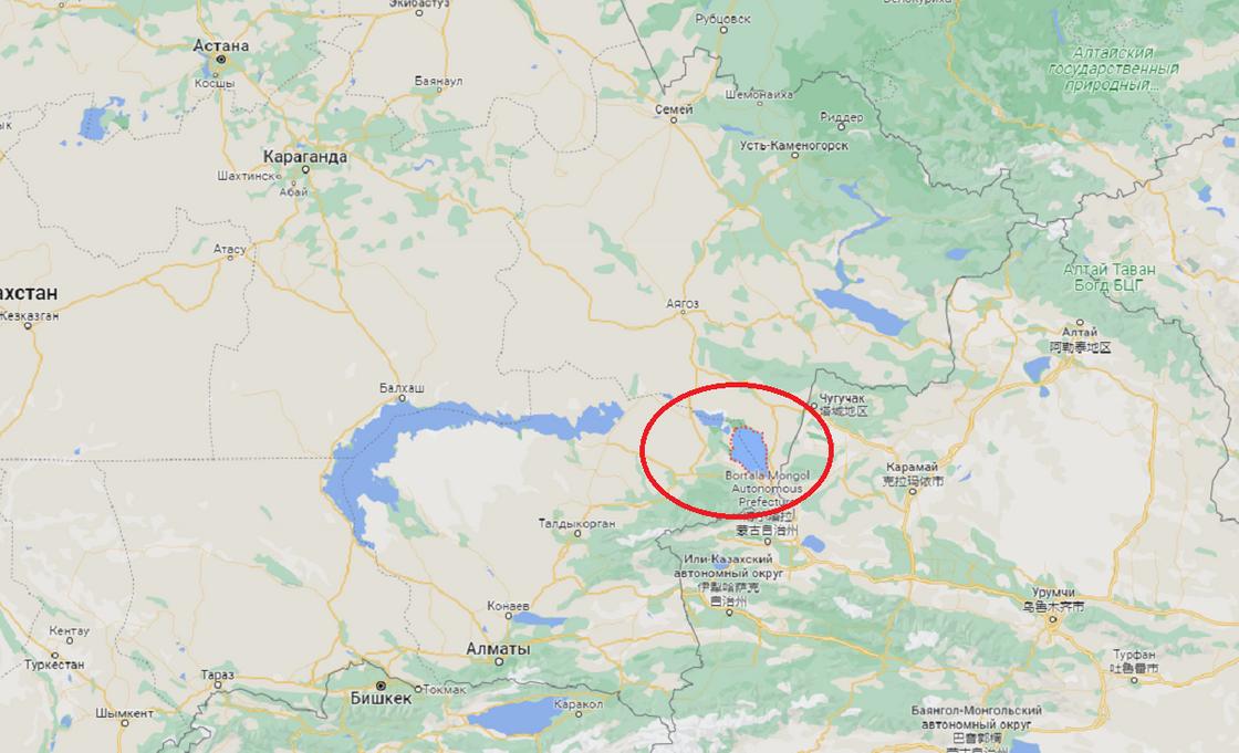 Озеро Алаколь на карте Казахстана