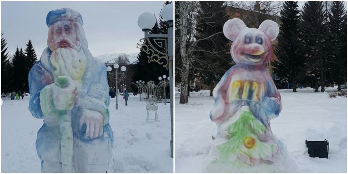 Жителей Восточного Казахстана возмутили новогодние фигуры из снега