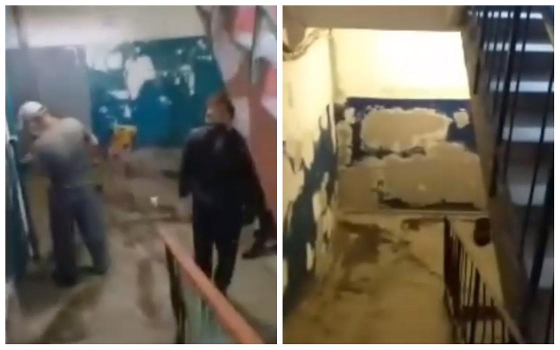 Карантин не помеха: в Экибастузе жители закрытого подъезда устроили ремонт