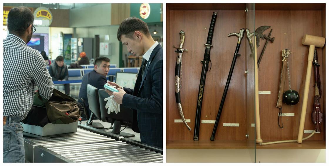 Кастеты, ножи, пистолеты: что находят у пассажиров аэропорта Алматы (фото)