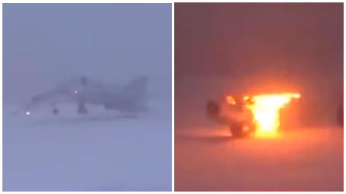 «Крушение Ту-22М3»: бомбардировщик переломился пополам (видео)