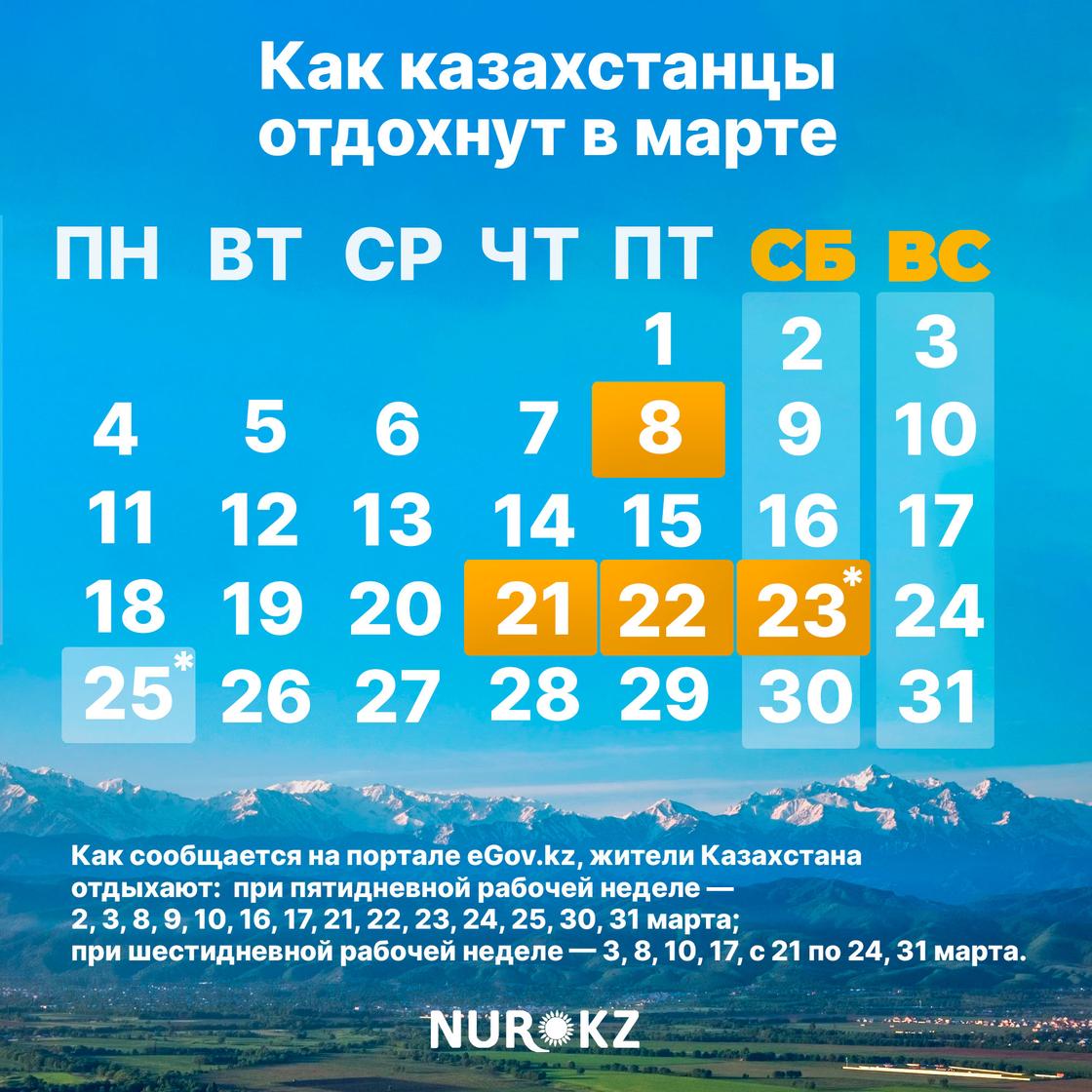 Календарь выходных и праздничных дней в марте