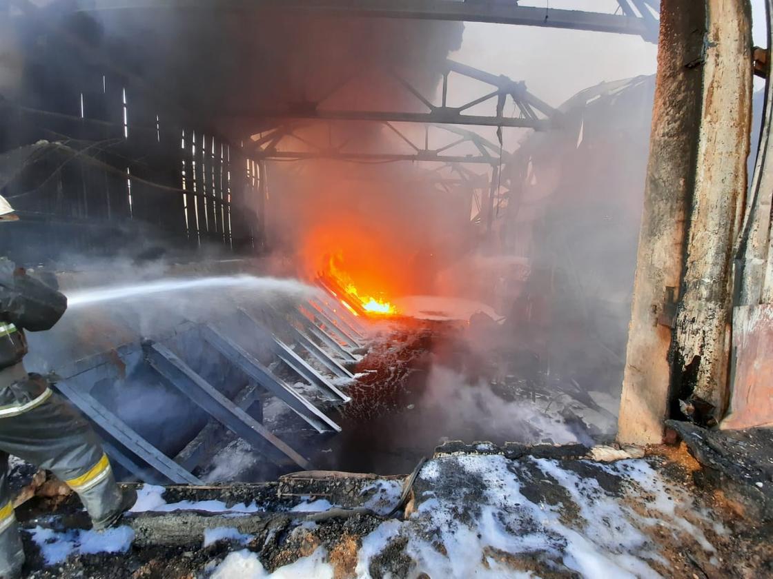 Резервуар с нефтяными отходами загорелся в Павлодаре (фото)