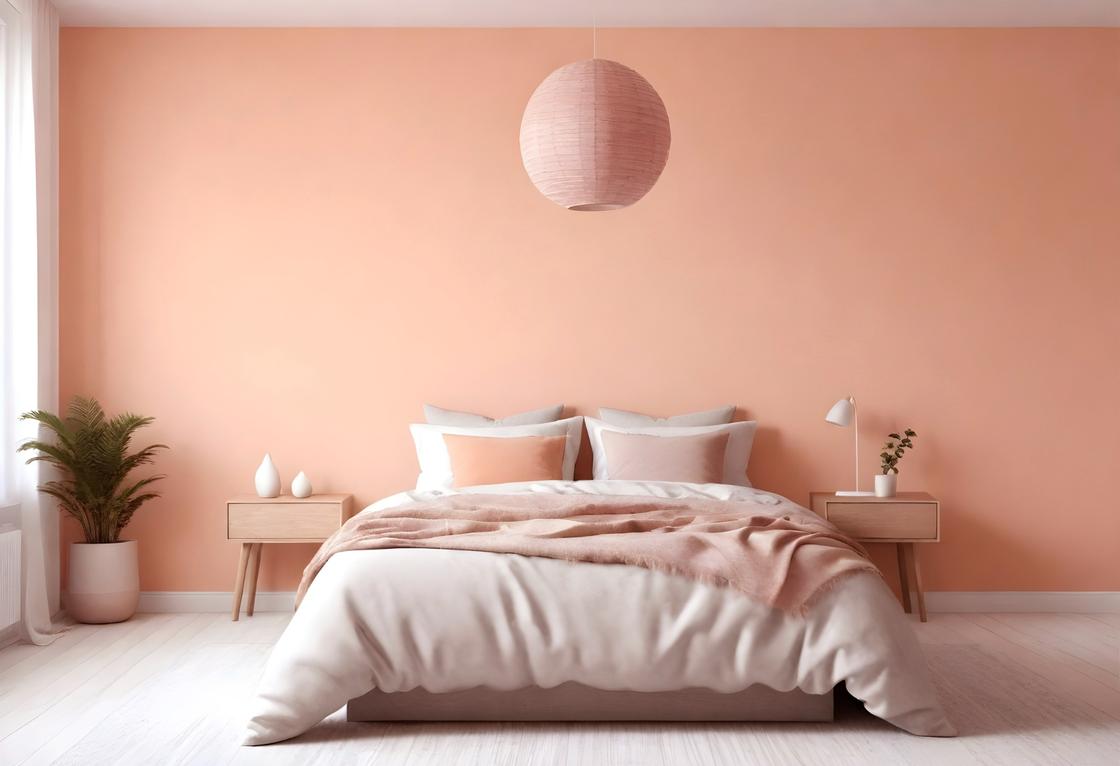 Спальня в персиковых оттенках