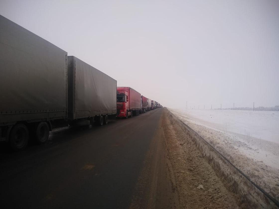 СМИ: Очередь из 500 фур образовалась на границе Казахстана с Россией (видео)