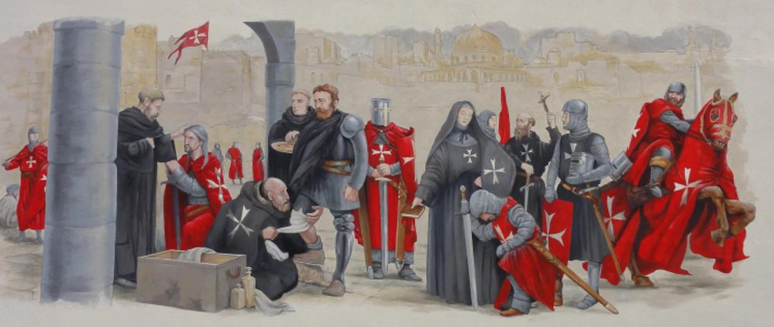 Гравюра с изображением рыцарей ордена тамплиеров