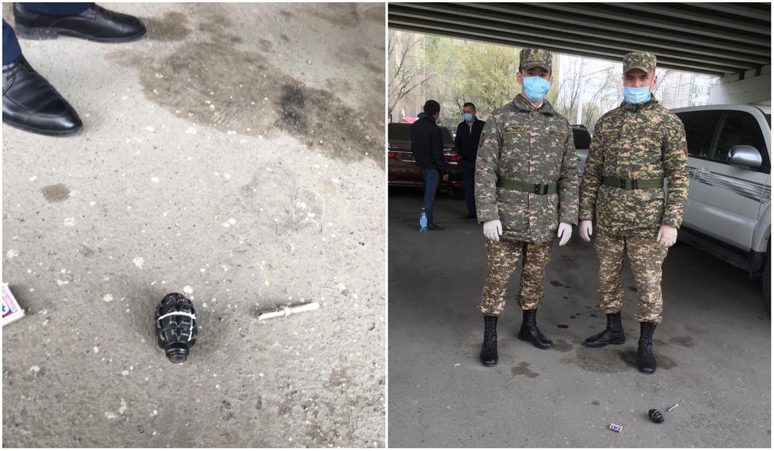 Мужчину с гранатой задержали курсанты в Алматы