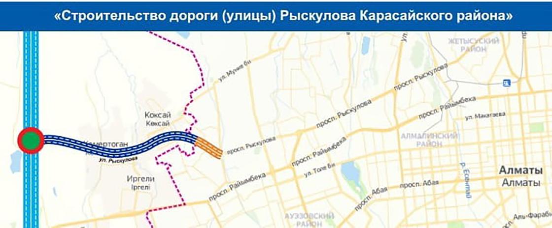 Карта пробивки проспекта Рыскулова
