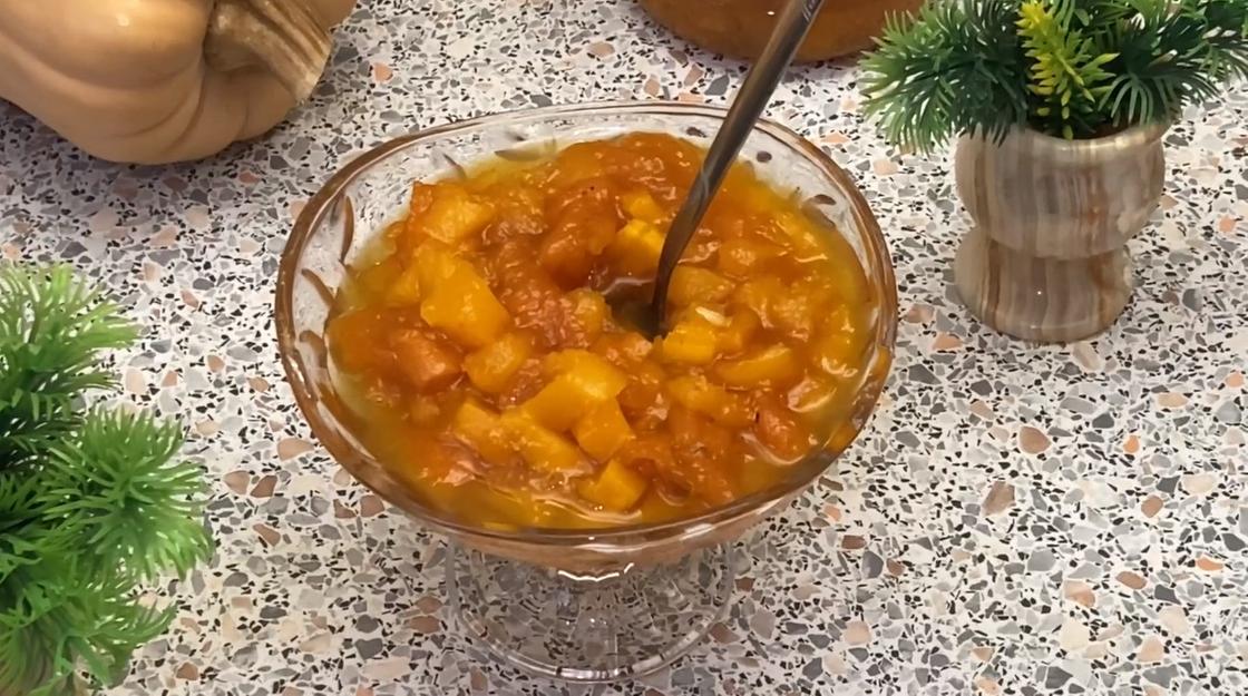 Тыквенное варенье с курагой готово Тыквенное варенье с курагой готово