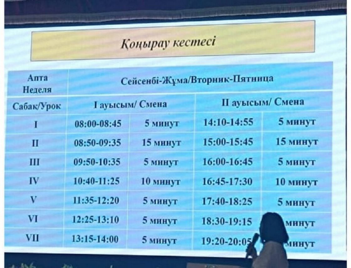 Расписание уроков в школе Актау