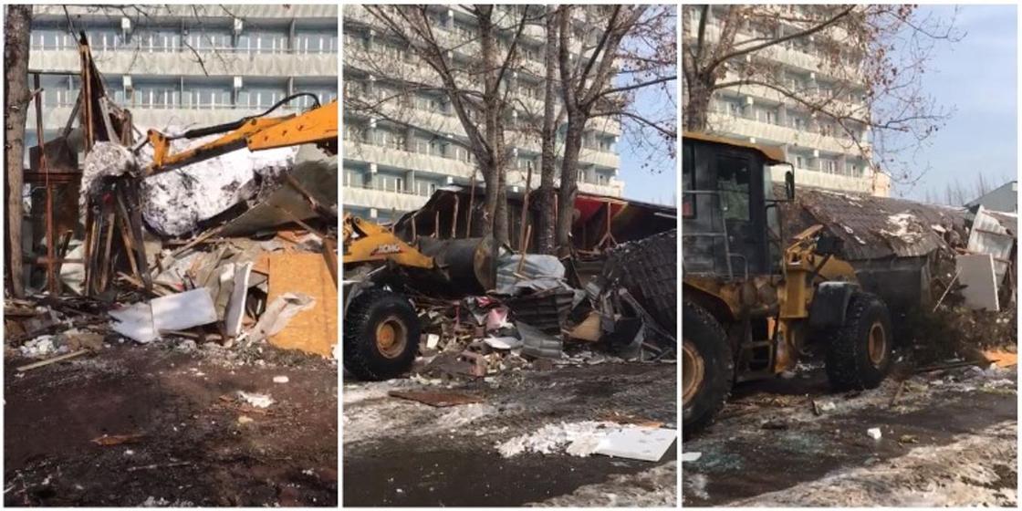 Известный бар снесли в центре Алматы