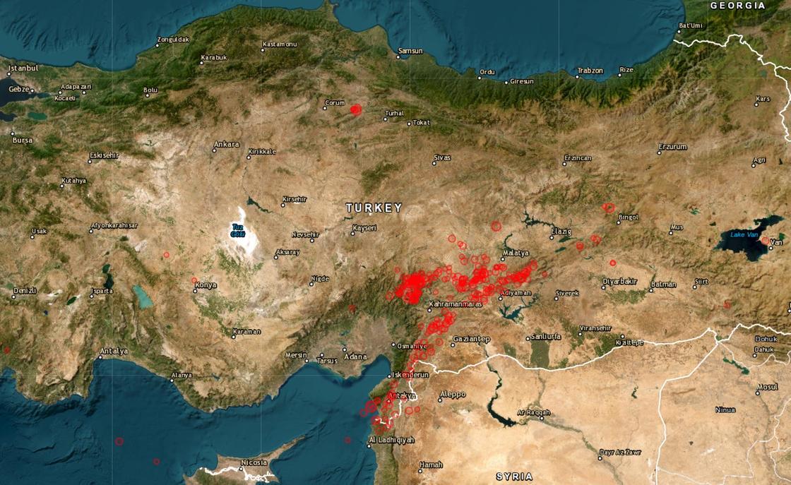 Интерактивная карта землетрясений