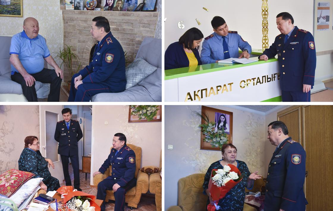 Полицейские посетили семьи погибшей коллеги и героя Советского Союза в Караганде
