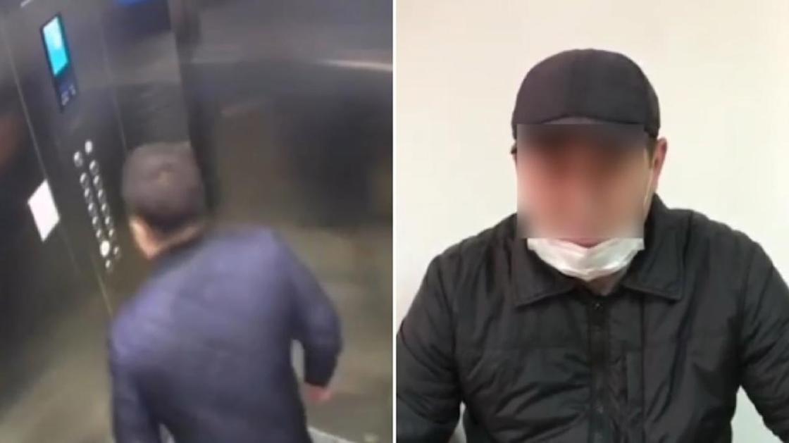 Привлечен к ответственности хулиган, плюнувший на кнопки лифта в Алматы (видео)