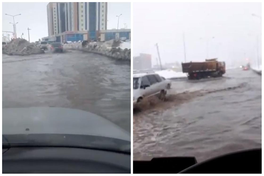 "Готовьте лодки": Нур-Султан после обильных снегопадов затопило водой (фото, видео)