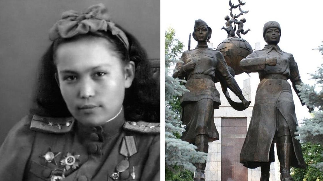 Хиуаз Доспанова / памятник Алие Молдагуловой и Маншук Маметовой. Скриншот: Instagram