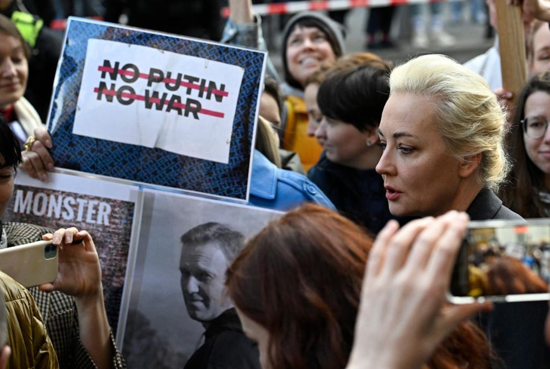 Юлия Навальная на акции протеста в Берлине