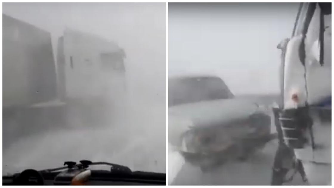 Десятки аварий произошли на трассе Караганда-Астана из-за гололеда (видео)