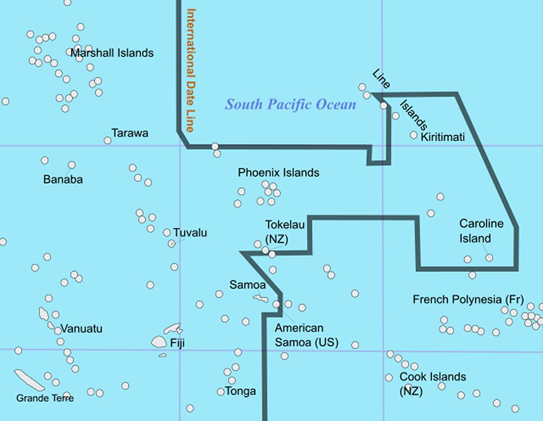 Линия на карте между островами