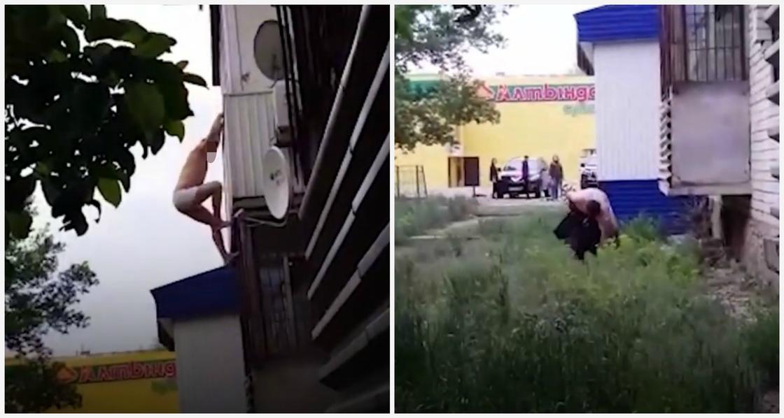 "Любовника" в трусах, спускающегося с балкона, сняли на видео в Уральске