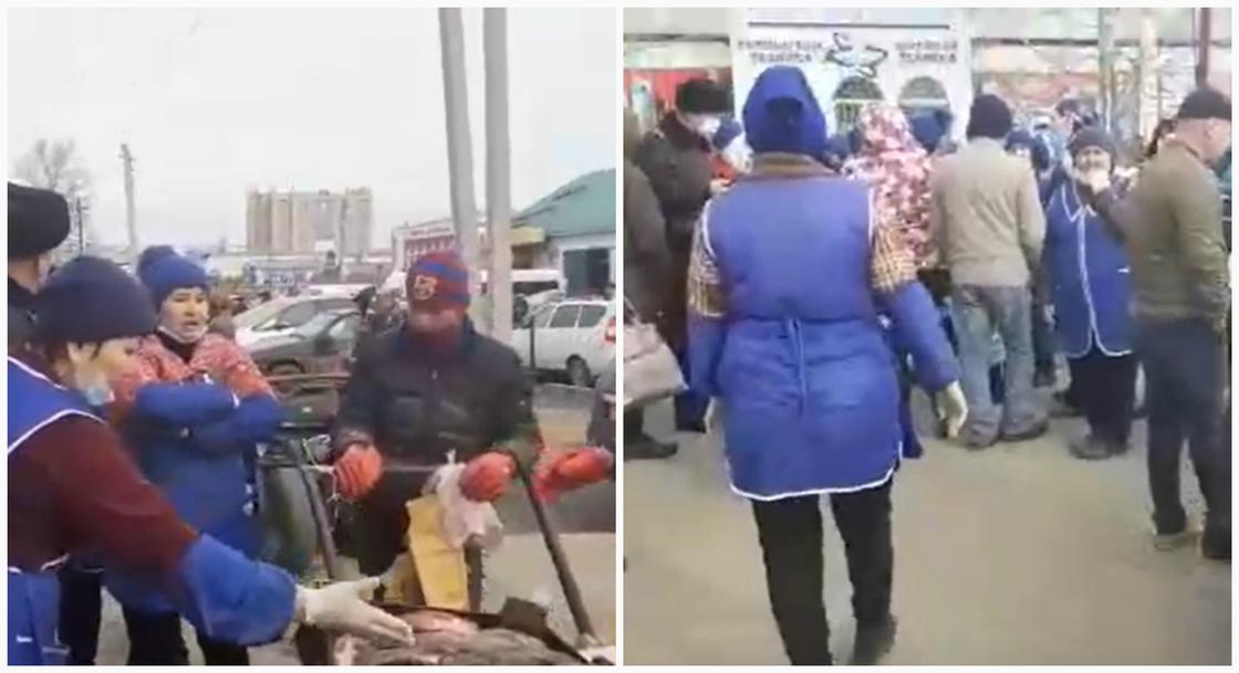 Продавцы рынка устроили разборки со стихийщиками в Уральске (видео)