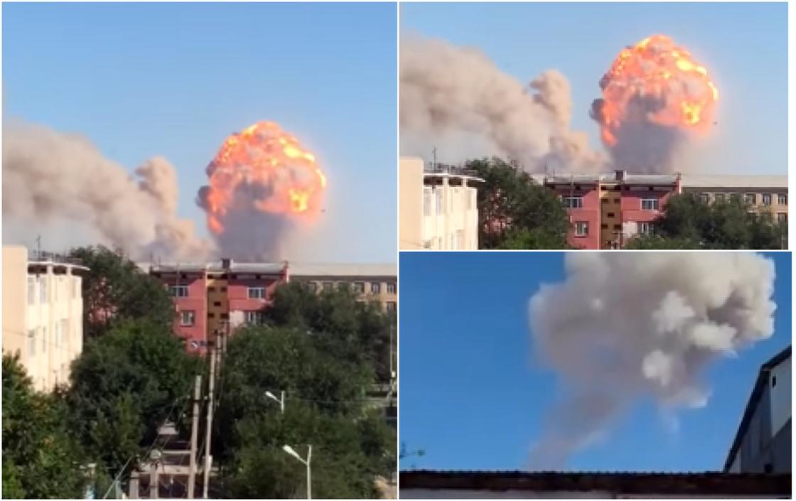 Взрыв произошел в воинской части в Арыси (видео)