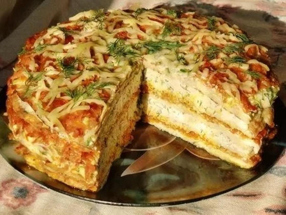 Кабачковый торт с курицей Кабачковый торт с курицей