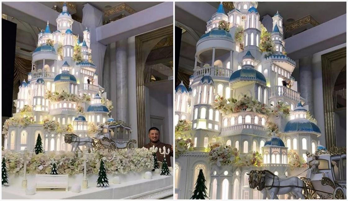 Роскошный торт за 179 тыс долларов на свадьбе в Шымкенте шокировал Казнет
