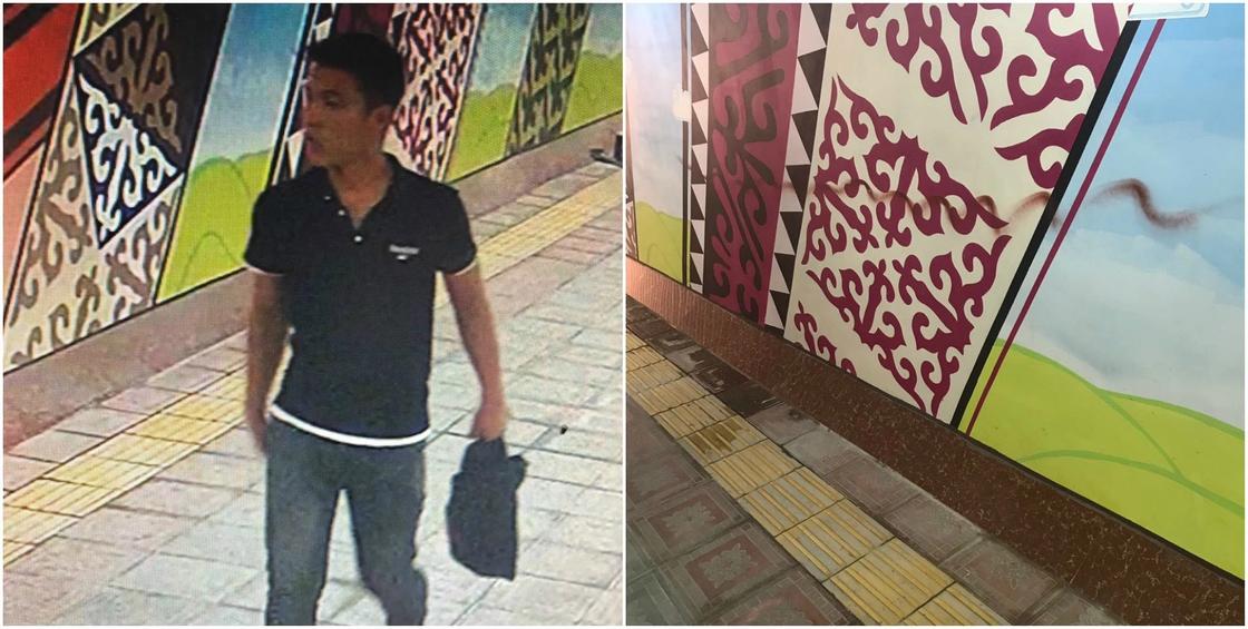Краска не успела высохнуть: хулиган разрисовал стены обновленной подземки в Алматы