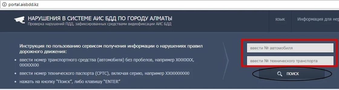 Поиск штрафов по птс