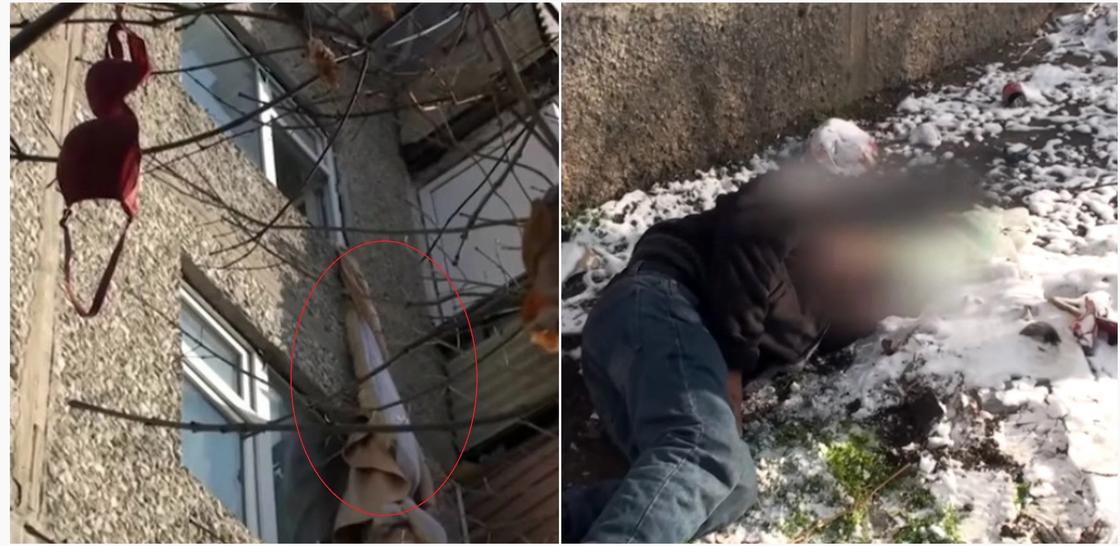 Мужчина выпал из окна 4 этажа, спускаясь по связанным простыням в Шымкенте