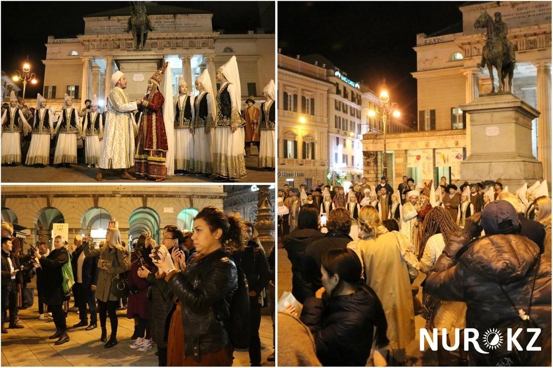 Поющие песню Абая казахи вызвали ажиотаж в итальянской Генуе (фото, видео)