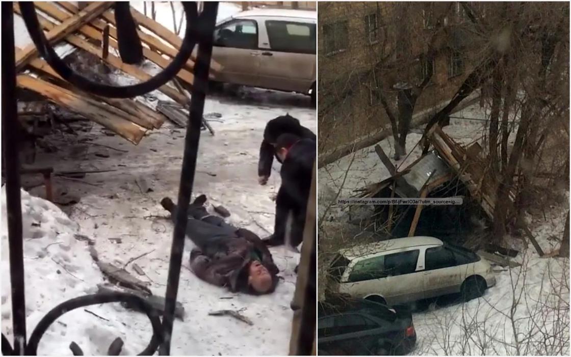 В Караганде крыша дома упала на прохожего (фото, видео) В Караганде крыша дома упала на прохожего (фото, видео)