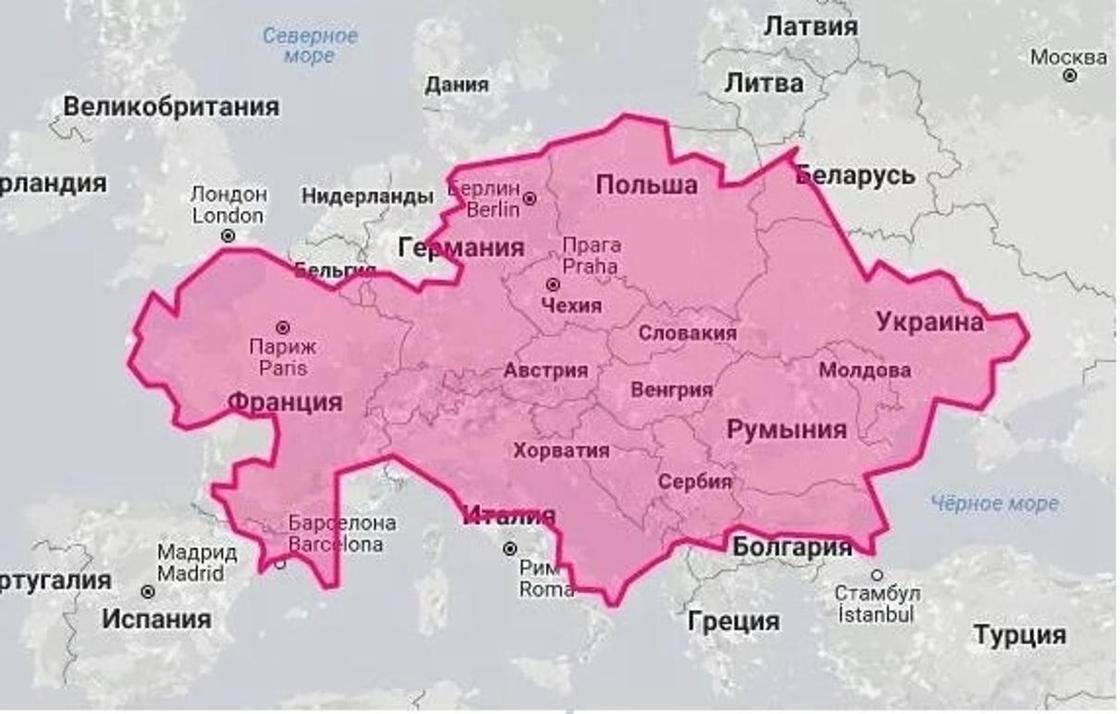 казахстан по площади территории крупнее