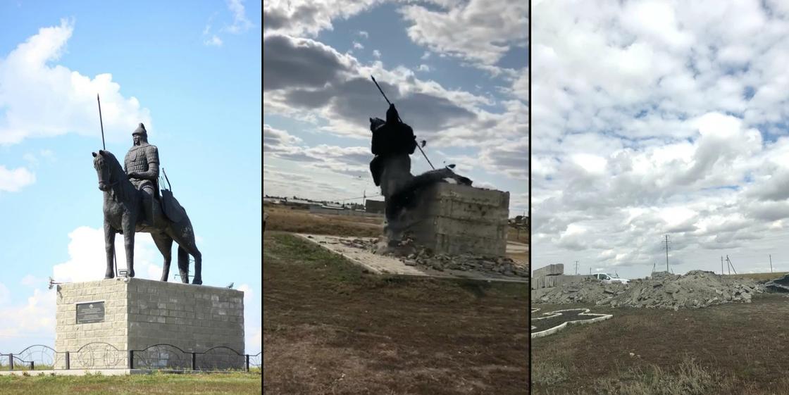 Памятник к 550-летию Казахского ханства снесли в Костанайской области (видео) Памятник к 550-летию Казахского ханства снесли в Костанайской области (видео)